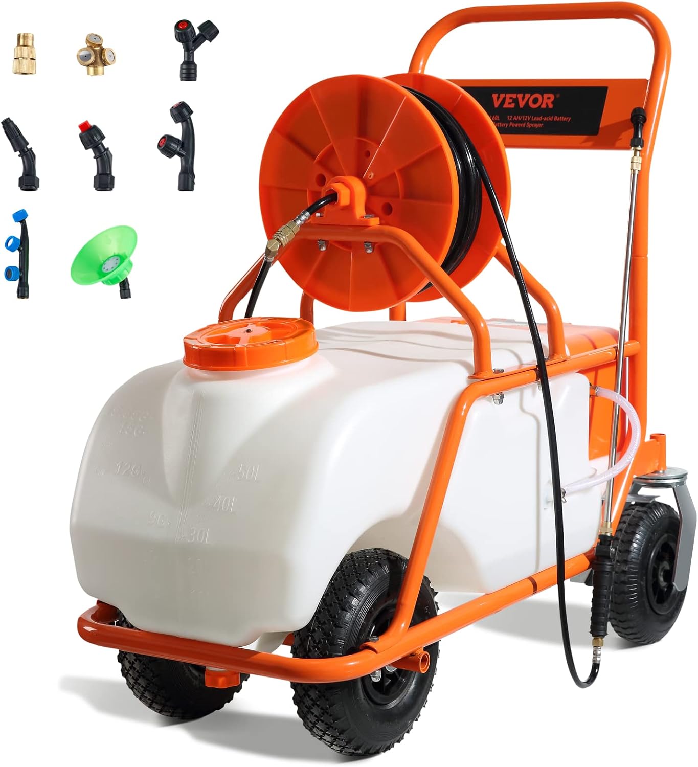 VEVOR Battery Powered 15 Gallon Garden Weed Sprayer with Wheels