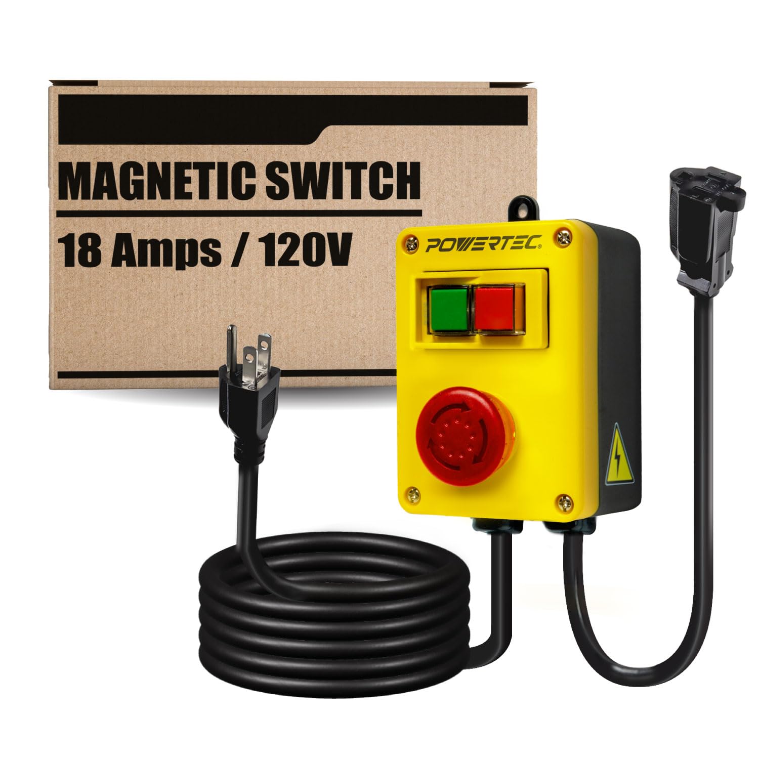 POWERTEC Magnetic Switch with Emergency Stop for Woodworking Safety