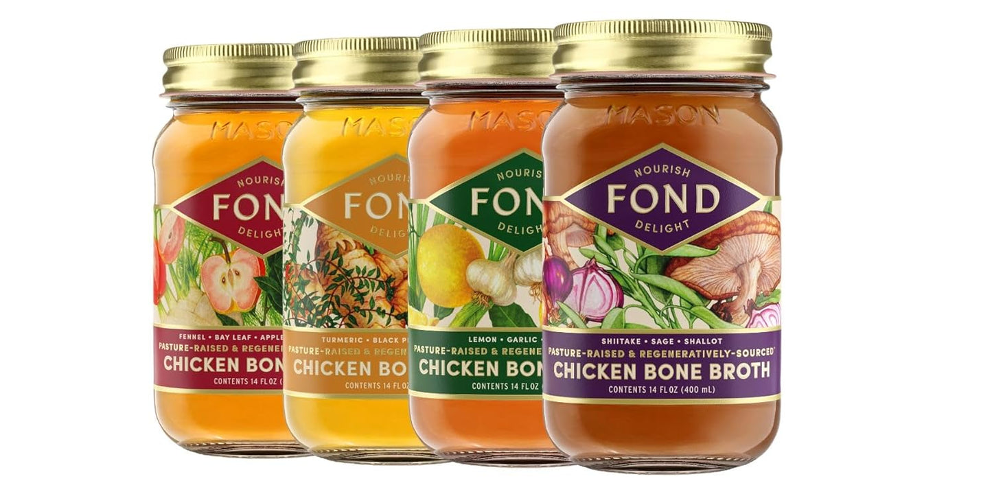 FOND Regenerative Chicken Bone Broth Variety Pack for Flavor