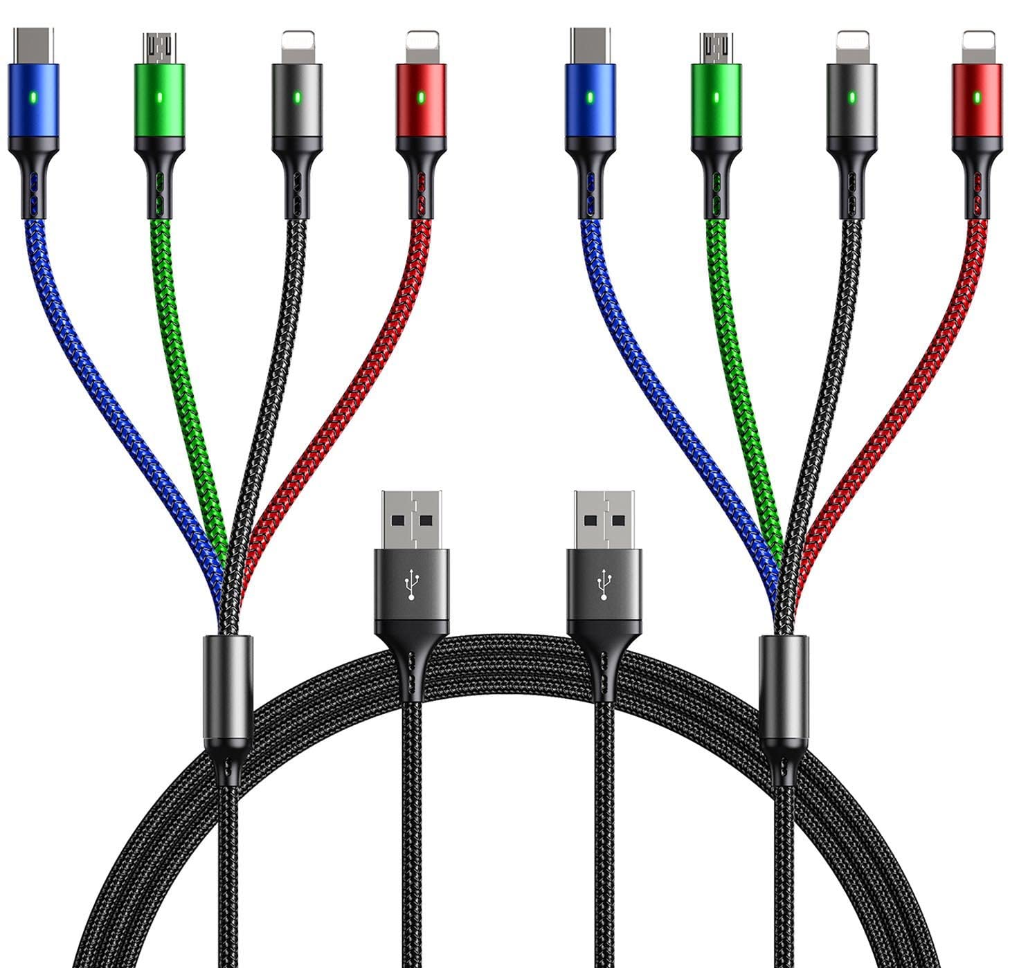 Fast 4-in-1 Multi Charger Cable - 10ft 2Pack