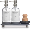 Luxury Kitchen Soap Dispenser Set - Clear Glass Dual Bottles