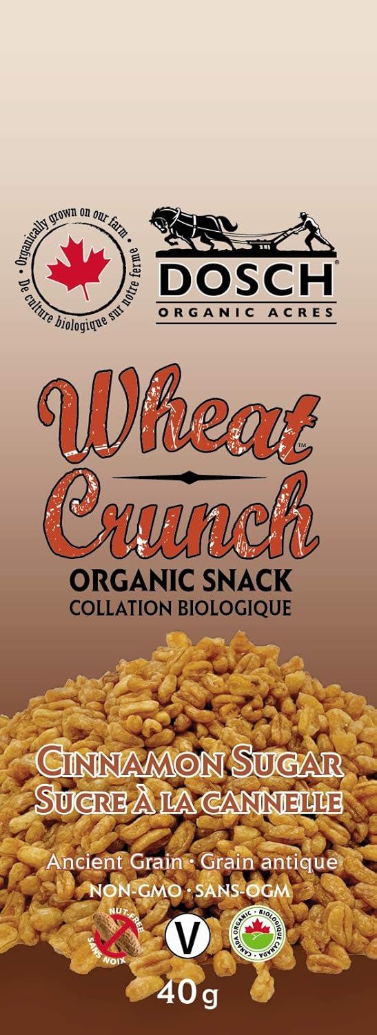 Wheat Crunch Organic Vegan Cinnamon Sugar Snack 40g Pkg 12