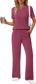 Ekouaer Lounge Set for Women Ribbed 2-Piece Pajama Set - Comfortable )
