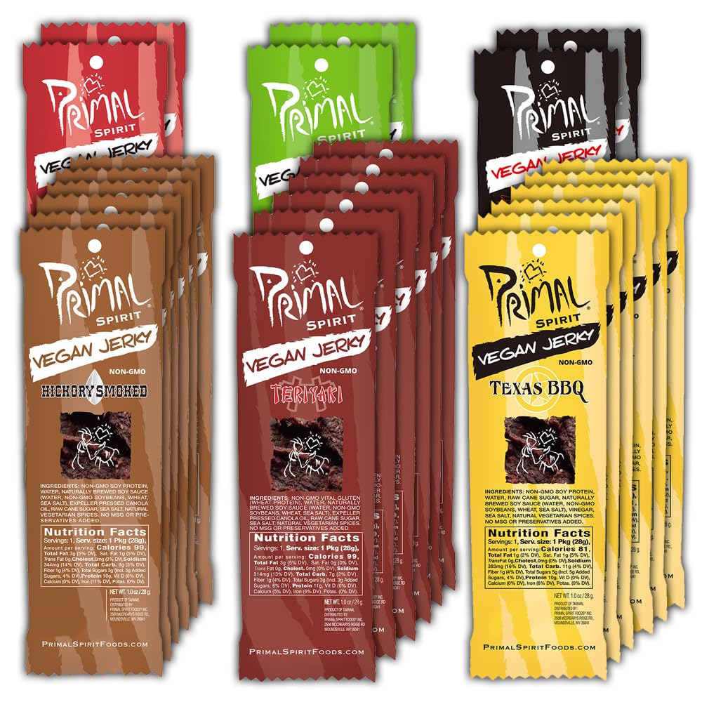 Primal Spirit Vegan Jerky - Most Popular Flavors Variety Pack
