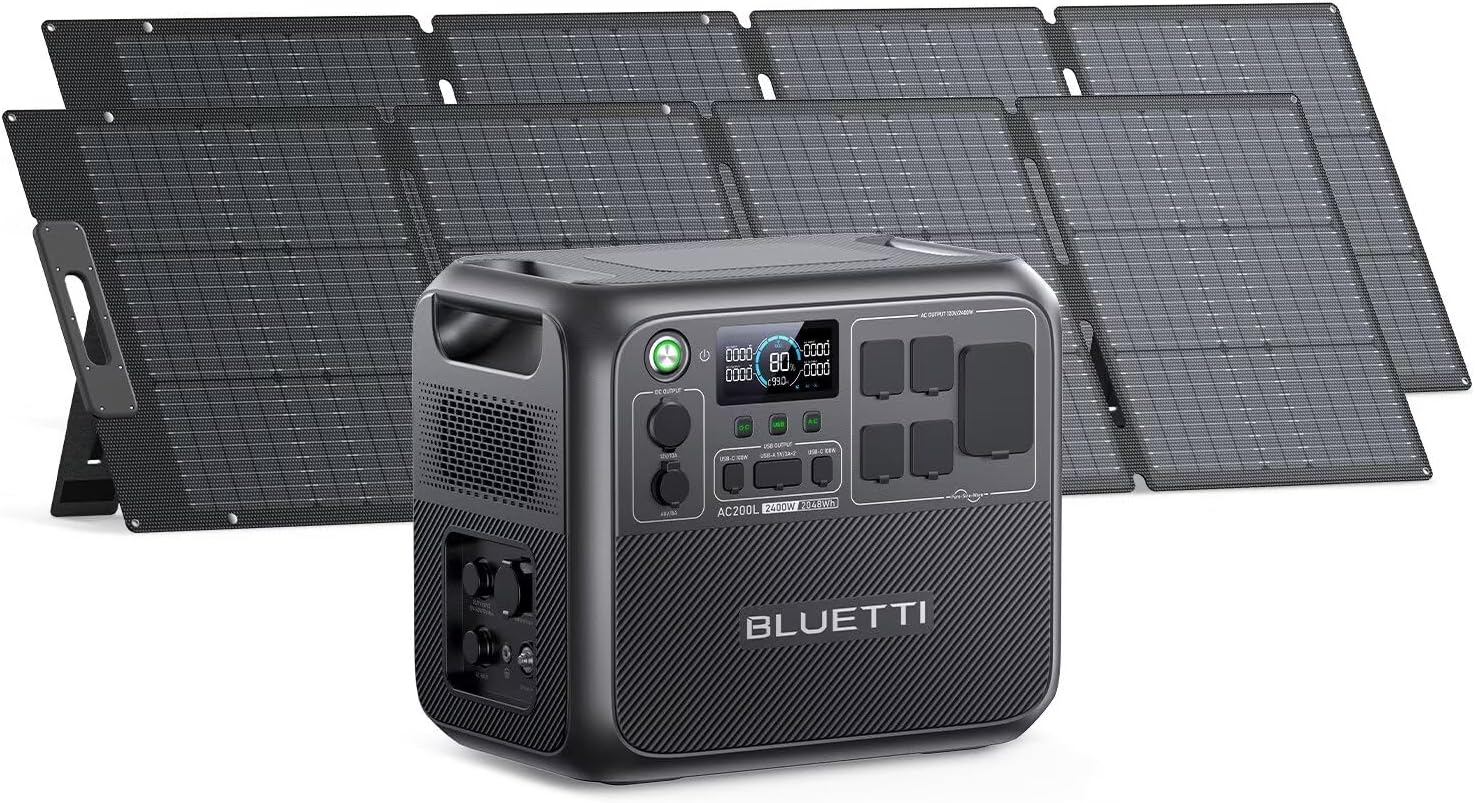 BLUETTI AC200L Solar Generator with 2 200W Solar Panels