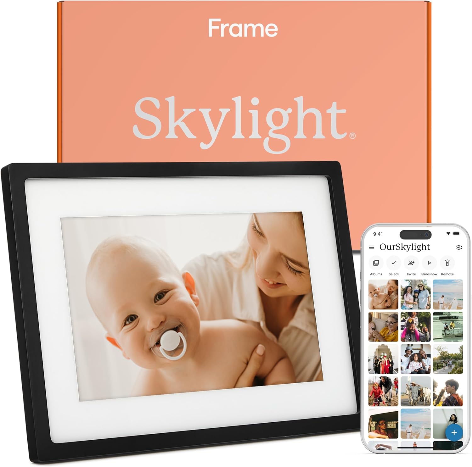Touch Screen Digital Photo Frame - Easy Setup, 10 Inch Black
