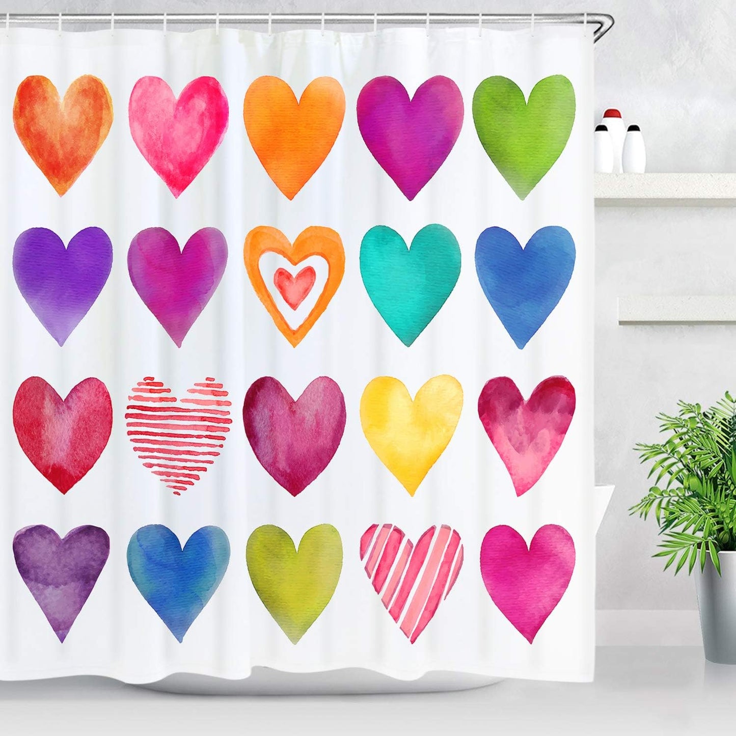 Romantic Heart Shower Curtain Set