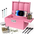 Large Pink Bamboo Box with Combination Lock - Decorative Storage Box