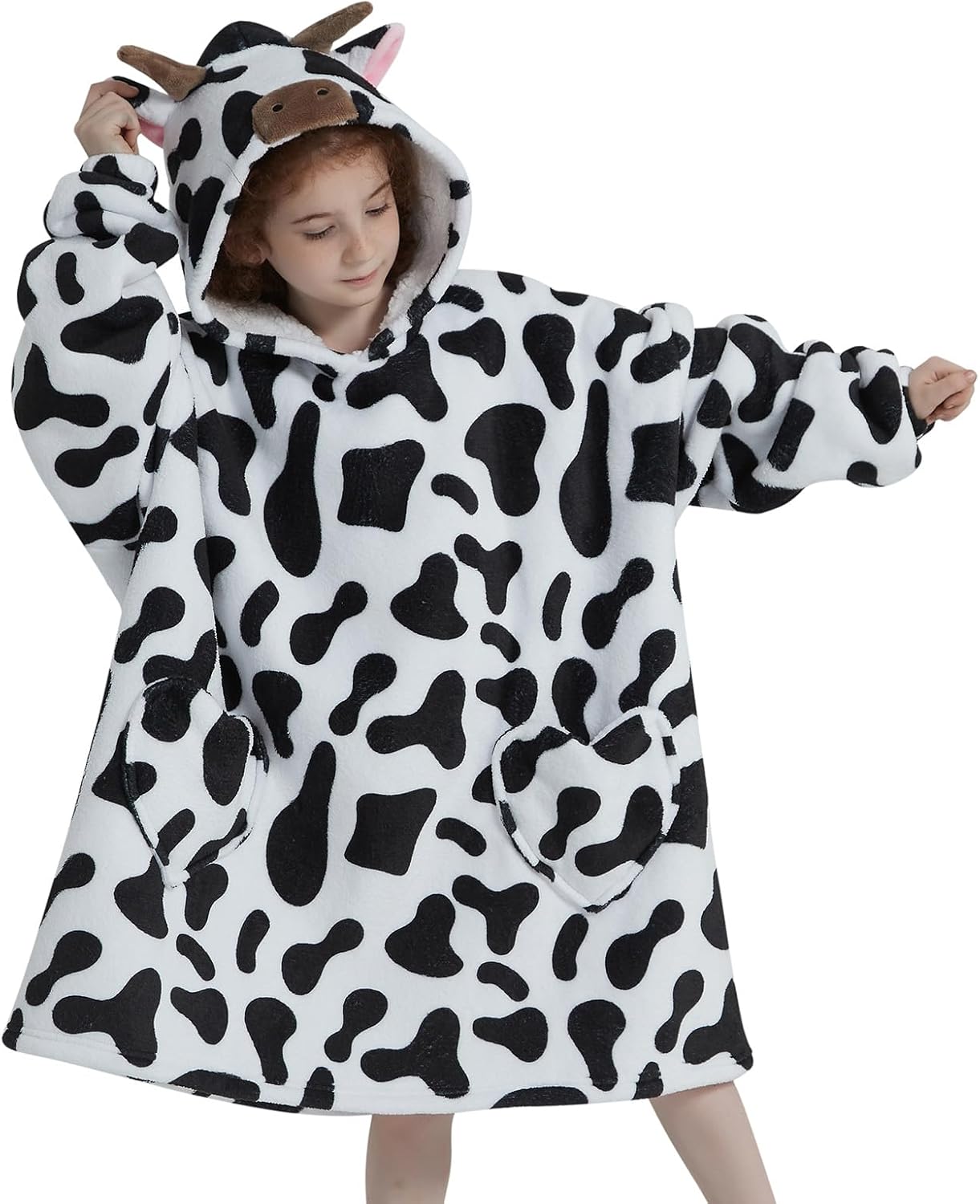 Mewkou Cozy Cow Blanket Hoodie, Kids 6-13YR
