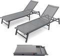 Aluminum Chaise Lounge Chair Outdoor Foldable Patio Chair - Pack of 2