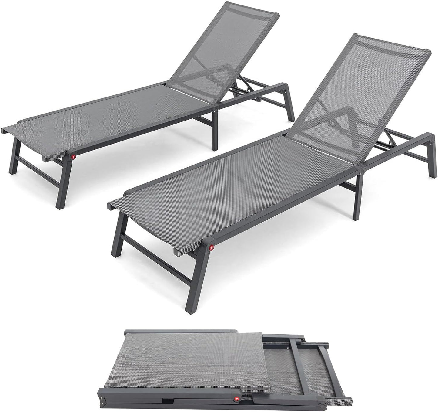 Aluminum Chaise Lounge Chair Outdoor for Poolside Relaxation