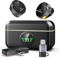 Wireless Bluetooth Lavalier Microphone 2 Pack - Dual Mics, 40h Battery