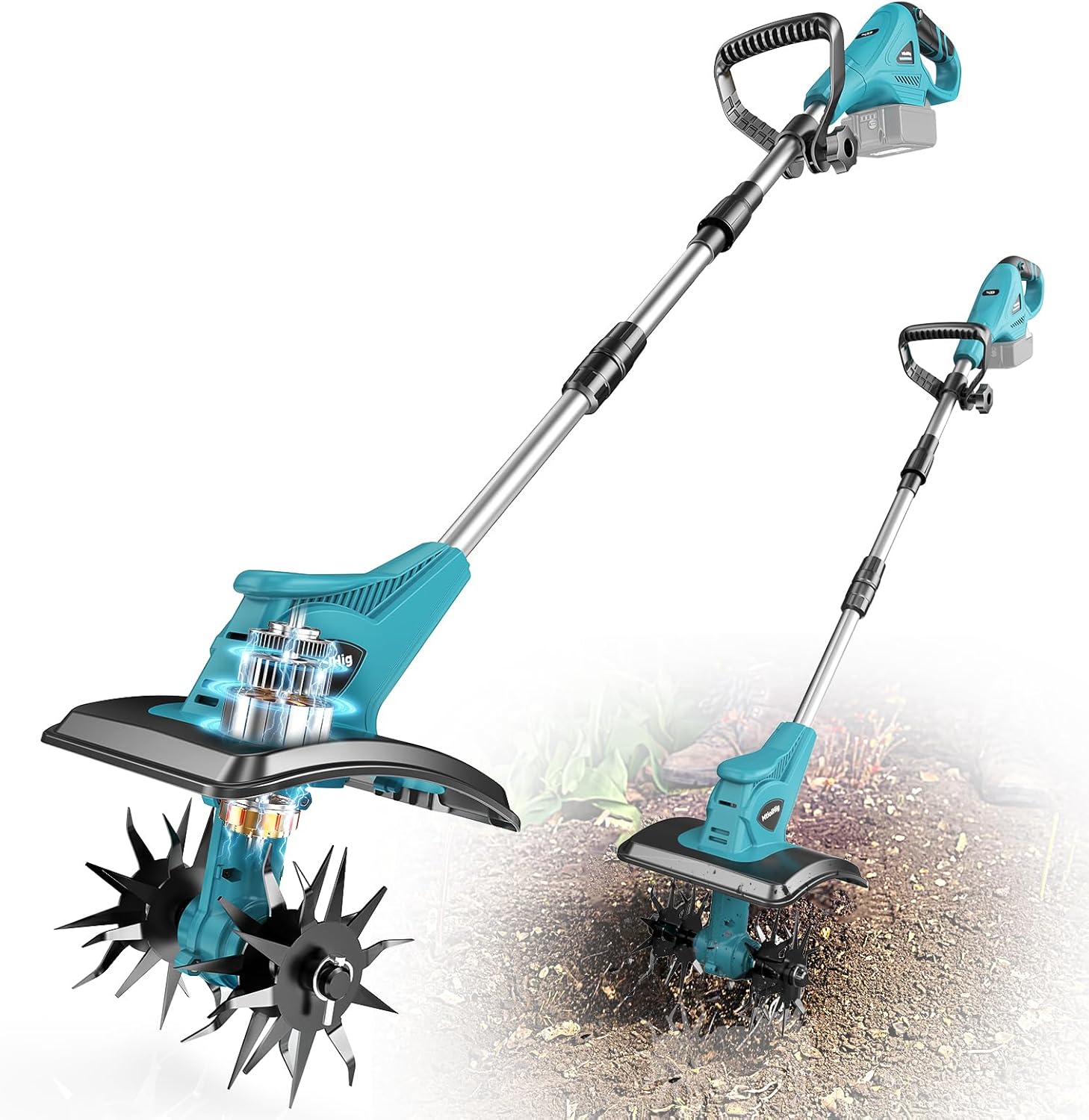 Cordless Tiller Cultivator for Gardening with 360RPM Power