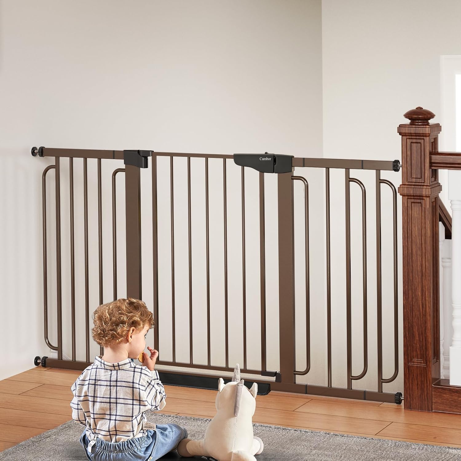 Cumbor Extra Wide Baby Gate for Stairs - Safety for Kids & Pets