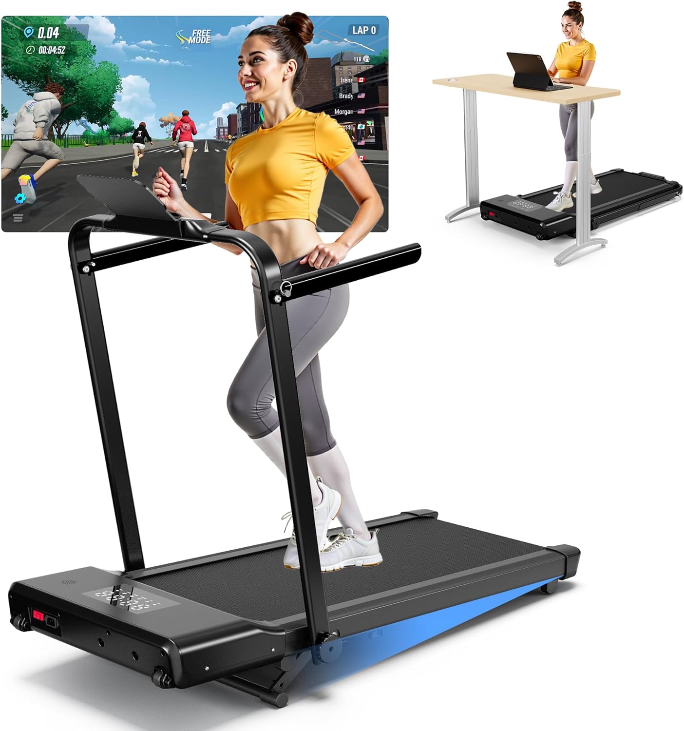 Walking Pad Treadmill with Handle Bar for Home Office Use