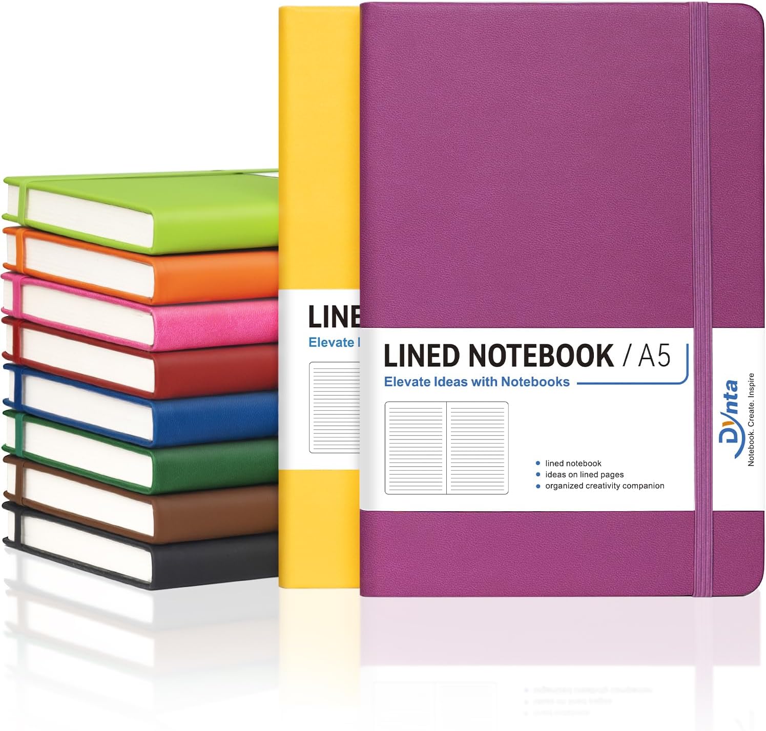 Dynta Hardcover Journals Bulk - 10 Packs A5 Notebooks, 200 Pages - Ideal for Work/College
