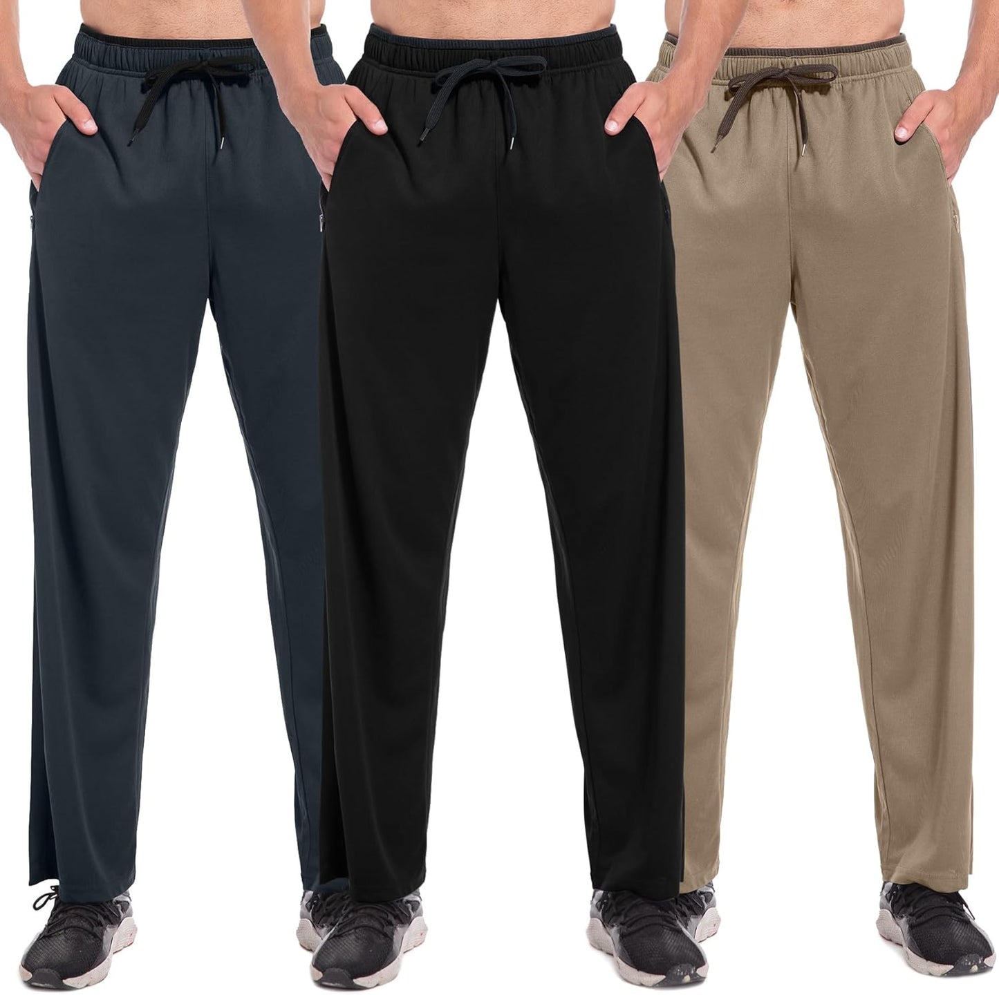 Mens Sweatpants with Zipper Pockets for Workout and Training