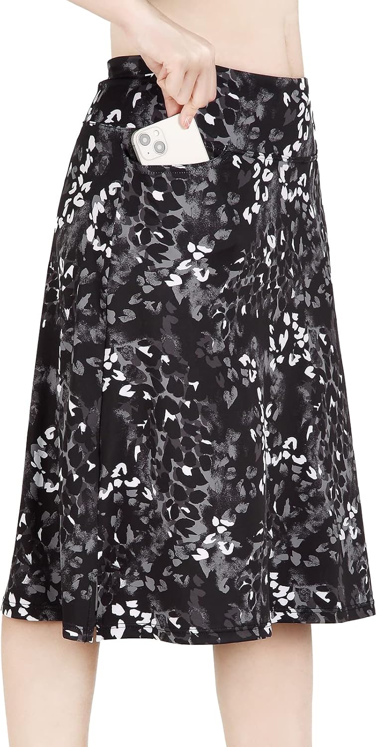 Womens Skorts Modest Knee Length Athletic Midi Active Skirt