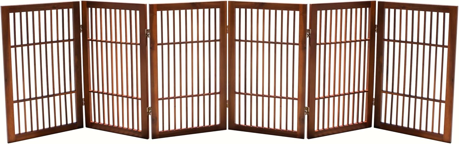 Freestanding Wooden Pet Dog Gate for Indoor and Outdoor Use