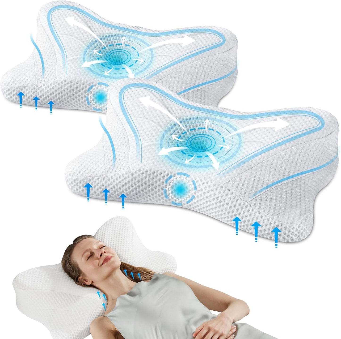 Smug Cervical Neck Pillow Set of 2 for Ultimate Sleep Comfort