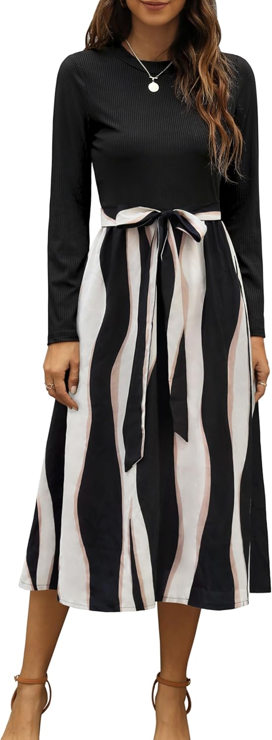 Zattcas Women Summer Dress Short Sleeve Modest Midi Outfit
