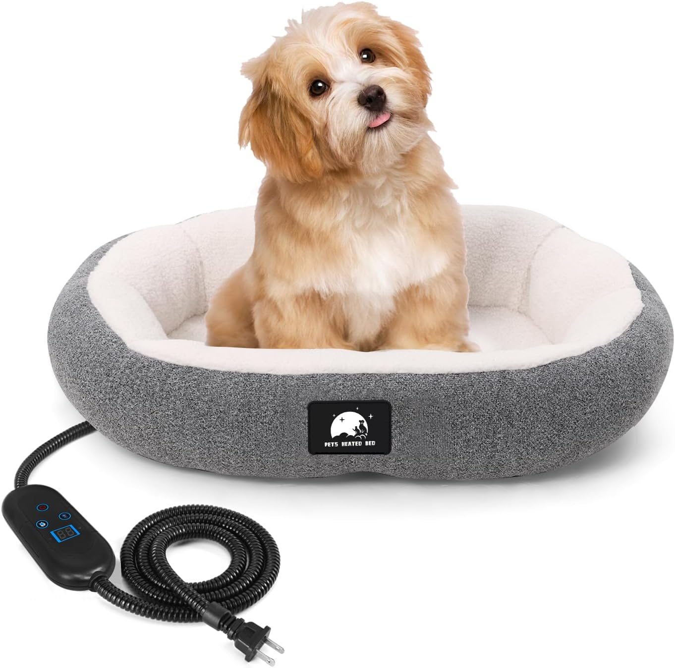 Heated Cat Bed for Small Cats with Adjustable Heating Pad