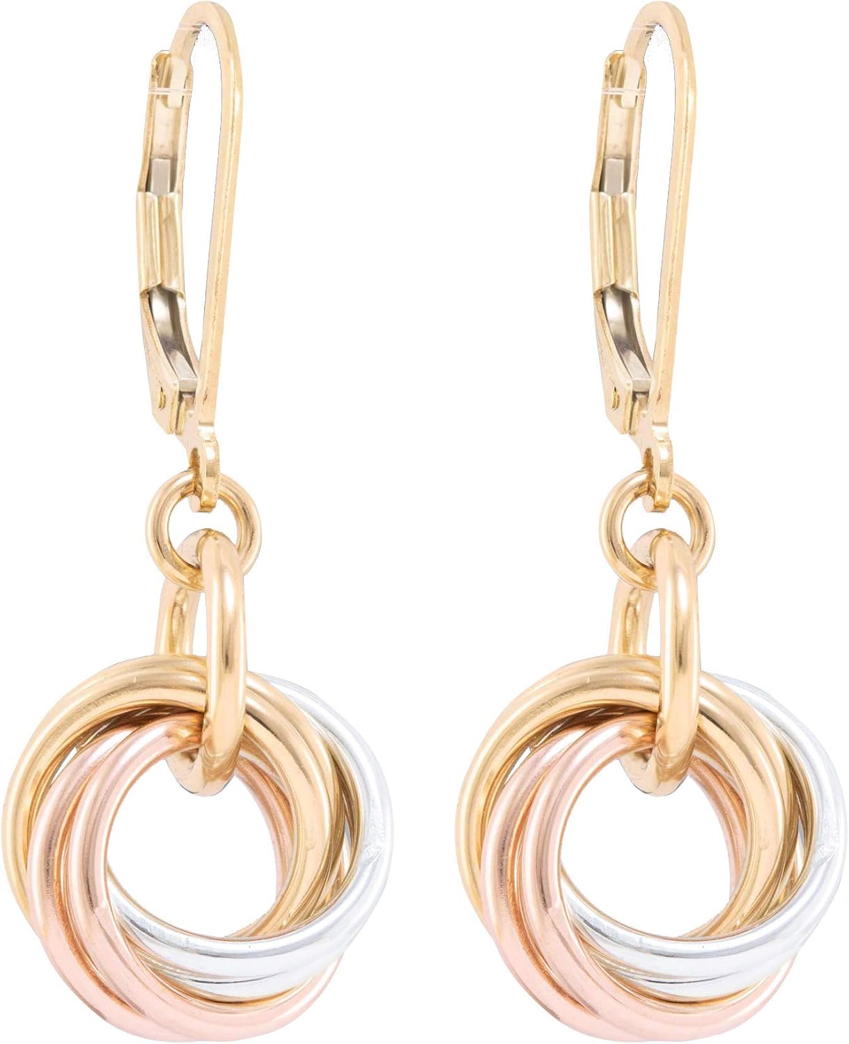 Dainty Tricolor Love Knot Dangle Earrings for Everyday Wear