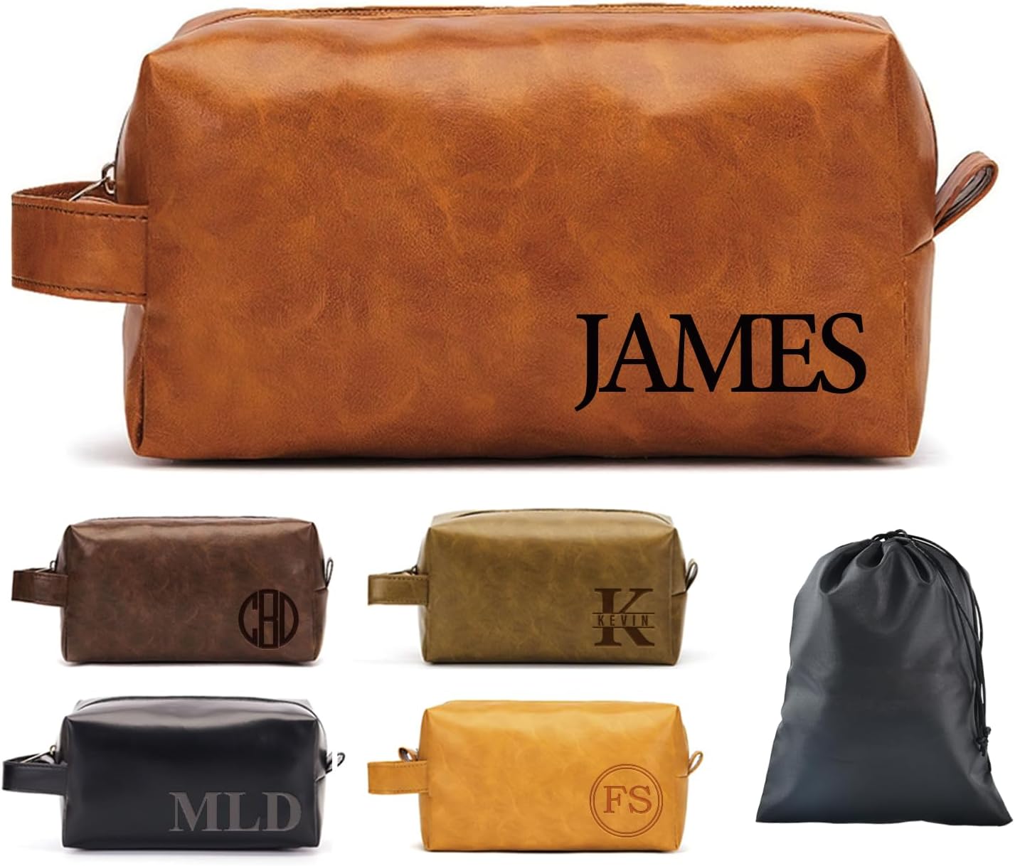Personalized Toiletry Bag for Men - Custom Leather Dopp Kit