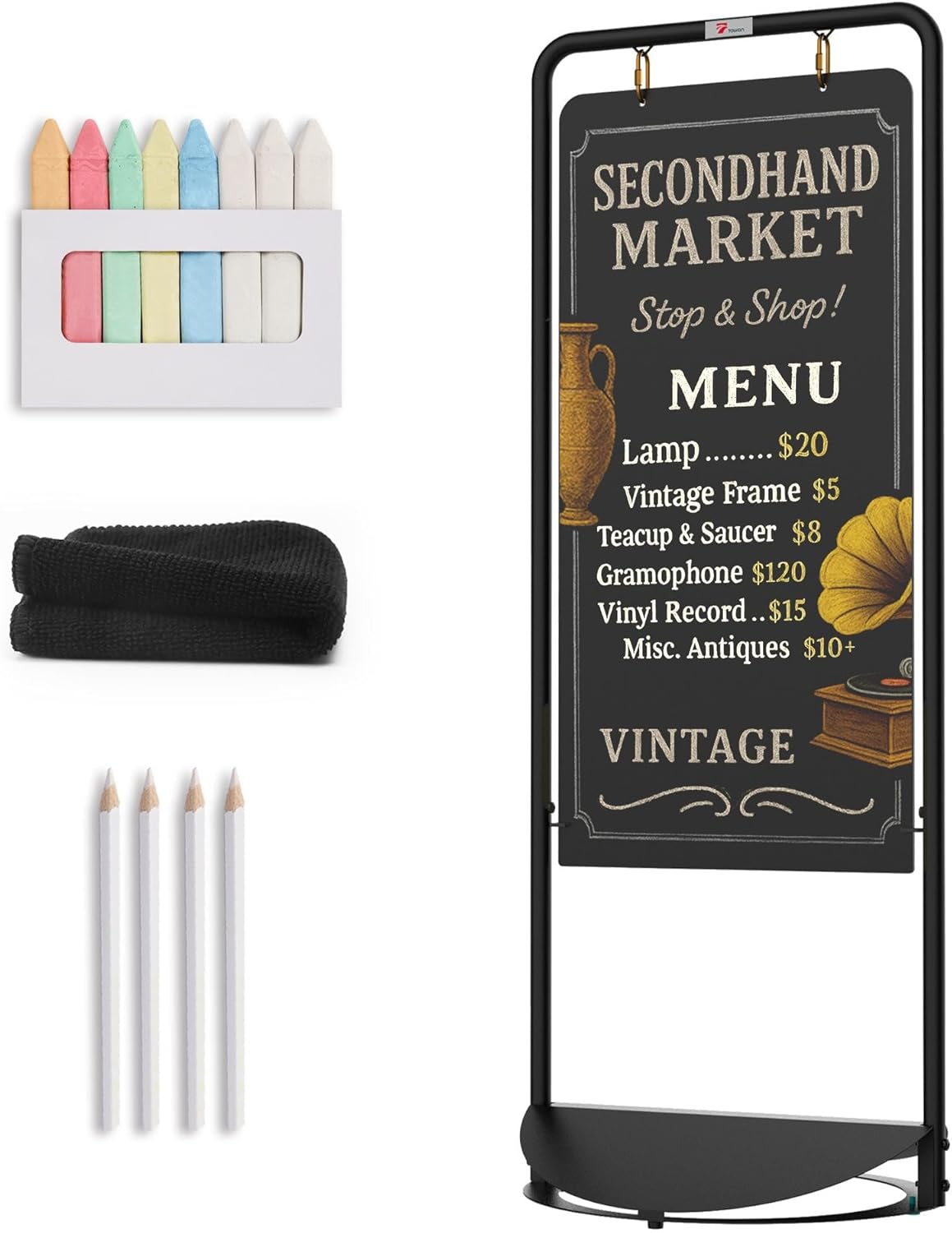 TOWON Double Sided Swinging Chalkboard Sign for Outdoor Use