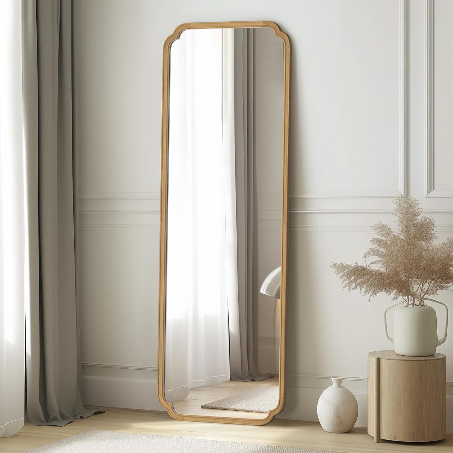 WallBeyond Full Length Mirror with Rustic Wooden Frame Design
