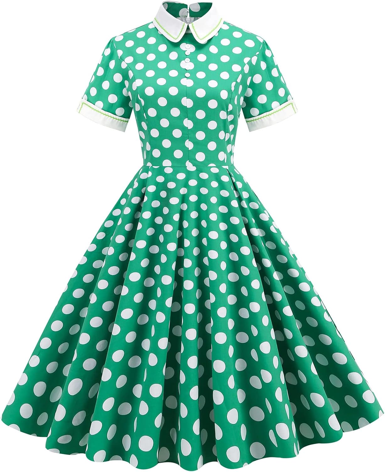 Vintage 1950s Retro Polka Dot Cocktail Party Swing Dress