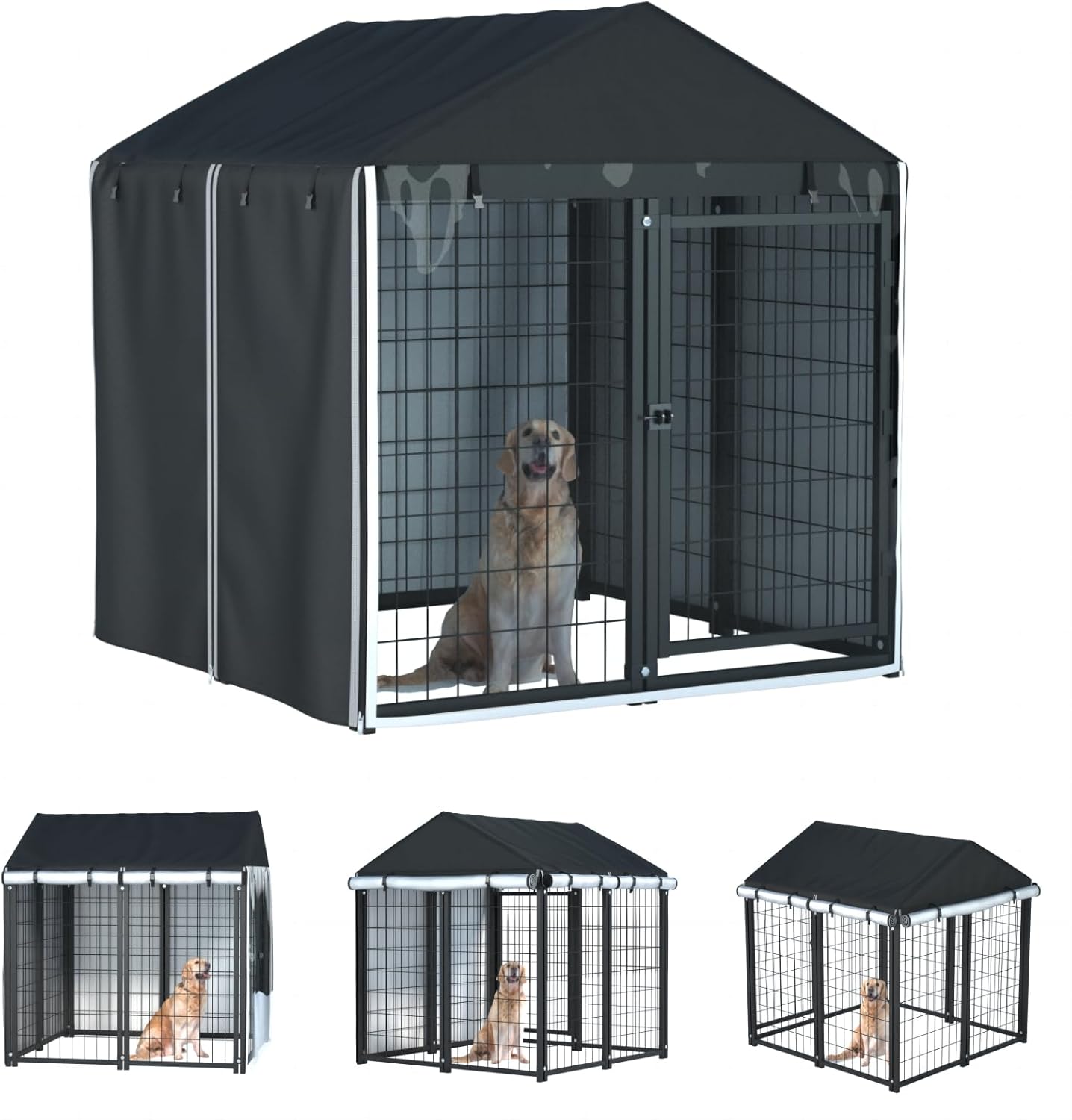 Outdoor Dog Kennel Cover for 4.2ftDx4.2ftWx4.5ftH Cages