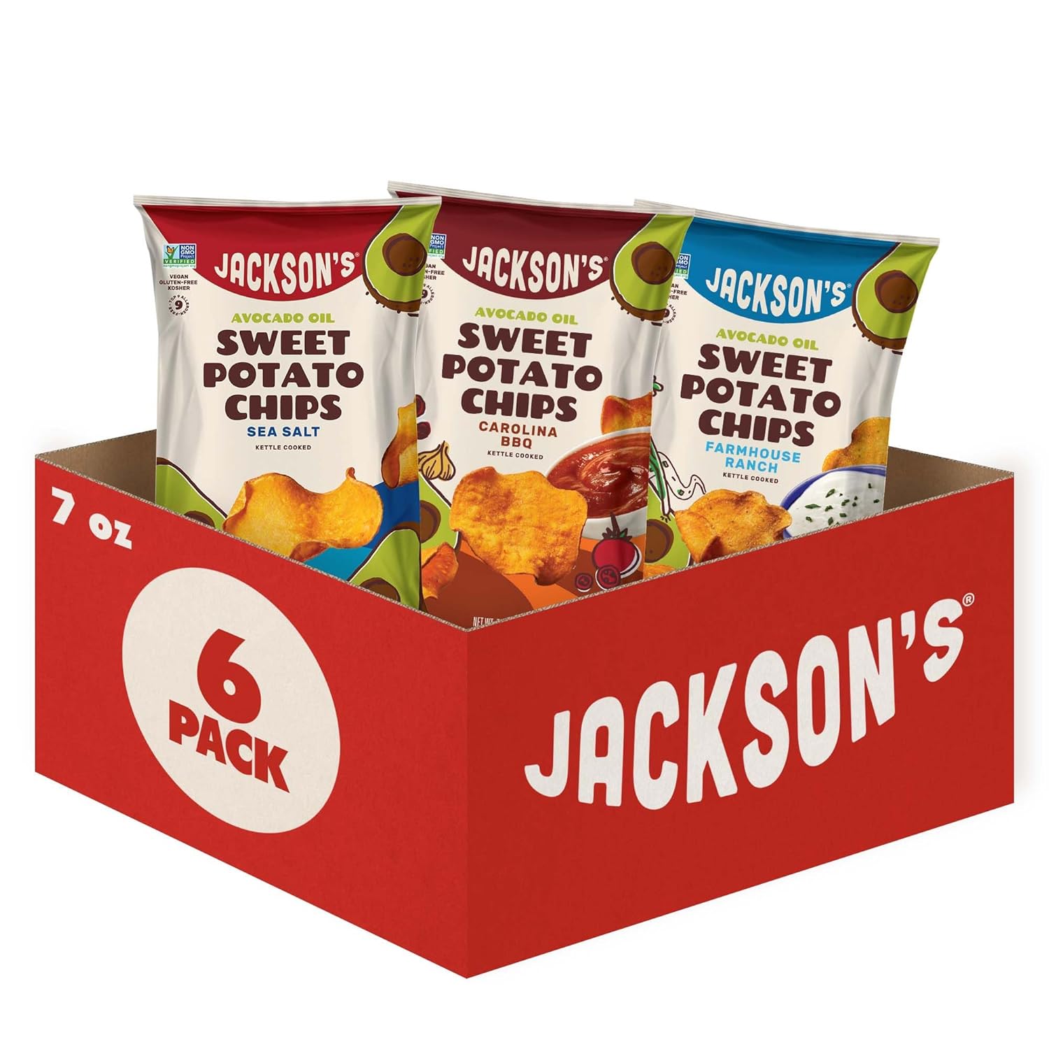 Jacksons Sweet Potato Kettle Chips Variety Pack - 6 Pack