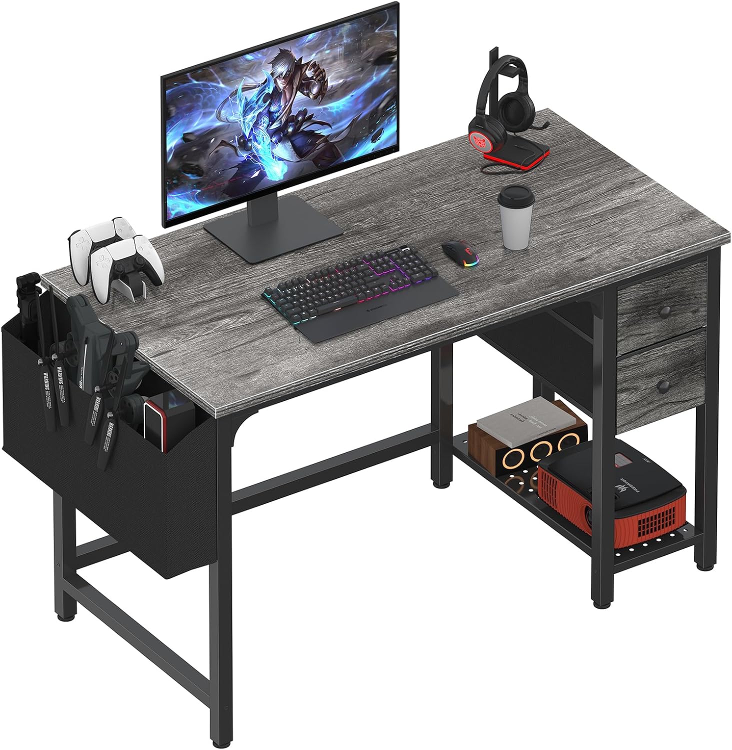 Lufeiya 40 Inch Compact Computer Desk with Fabric Drawers