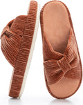 Chantomoo Corduroy Bow Memory Foam Slippers for Women - Comfy Indoor