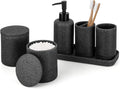 ZCCZ Black Stone Bathroom Accessories Set 6 Pieces - Elegant