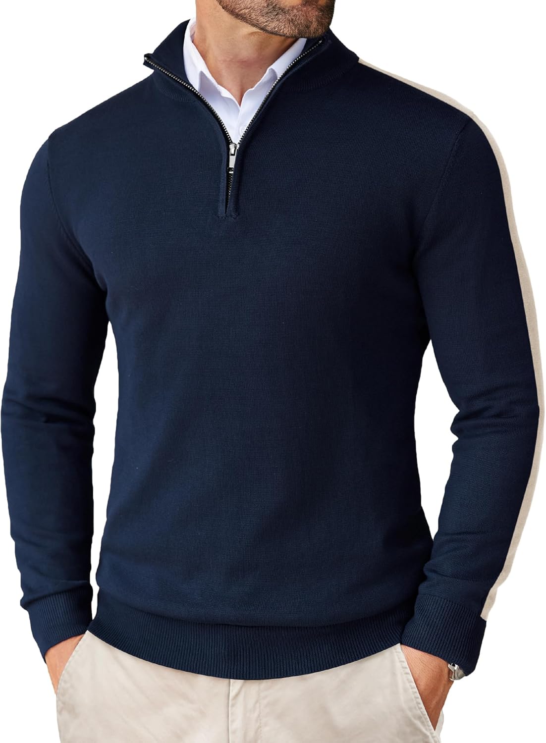 COOFANDY Men's Quarter Zip Up Sweaters for Stylish Comfort