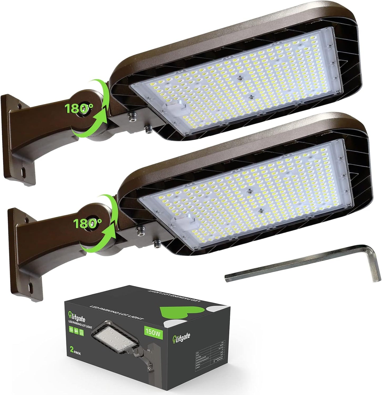 150W Parking Lot Lights with Dusk to Dawn Photocell Function