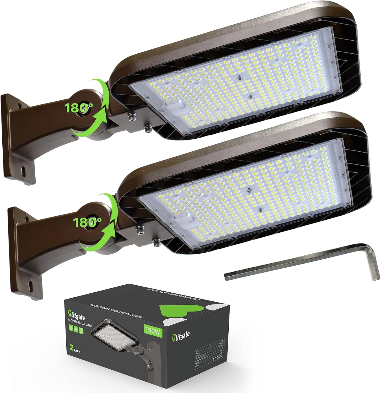 150W Parking Lot Lights with Dusk to Dawn Photocell Function