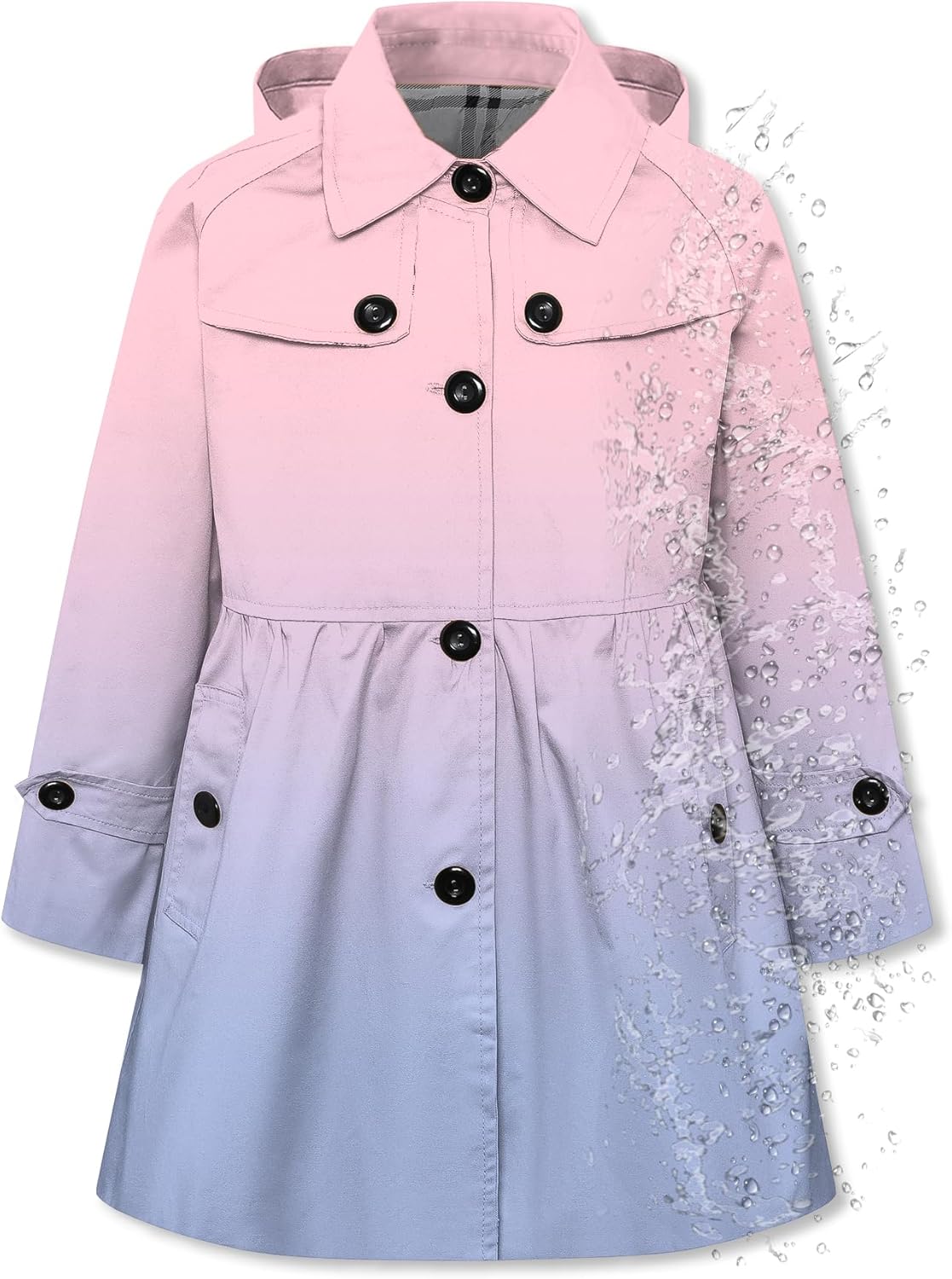 Betusline Girl's Lightweight Waterproof Rain Jacket for Kids