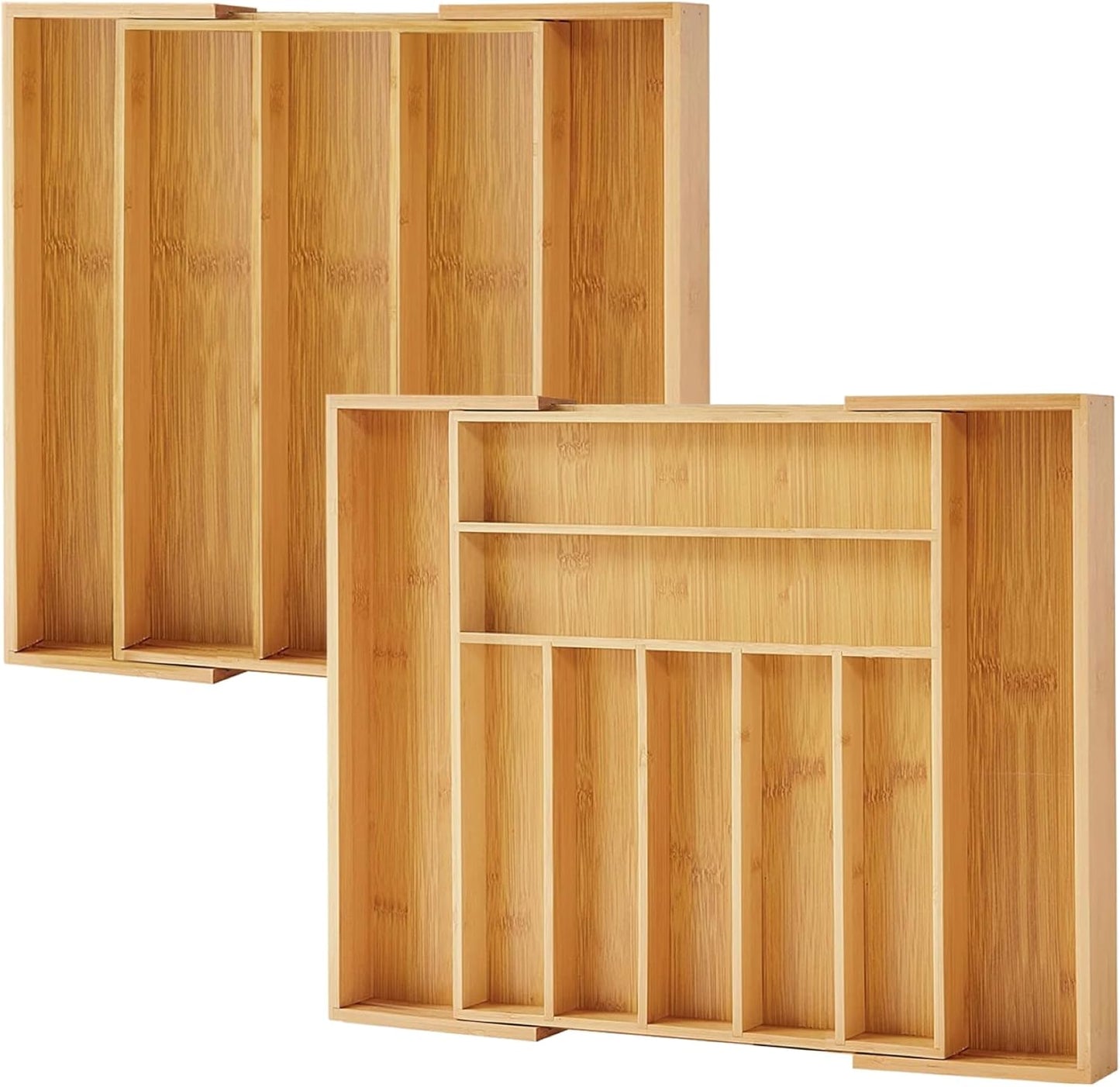 Bamboo Drawer Organizer, Expandable Cutlery Tray for Kitchen