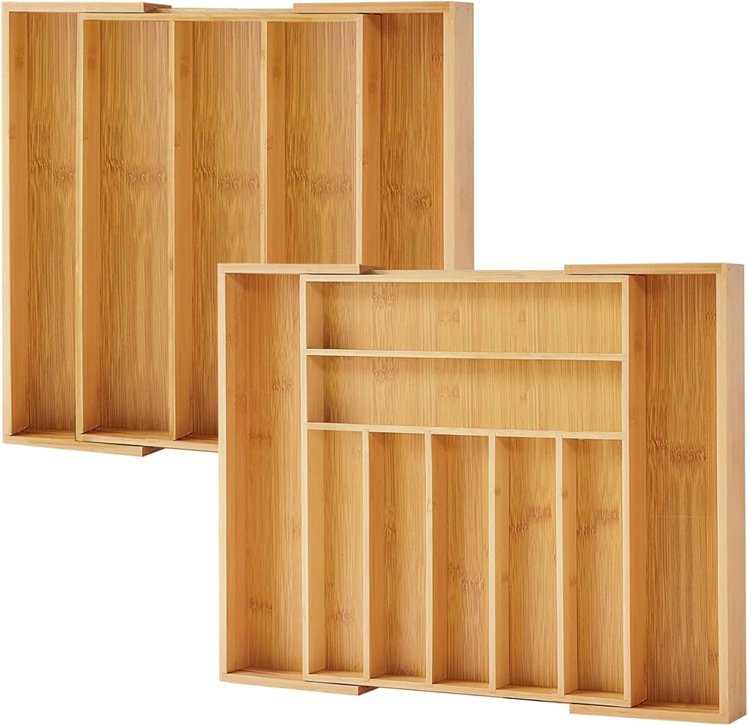 Bamboo Drawer Organizer, Expandable Cutlery Tray for Kitchen