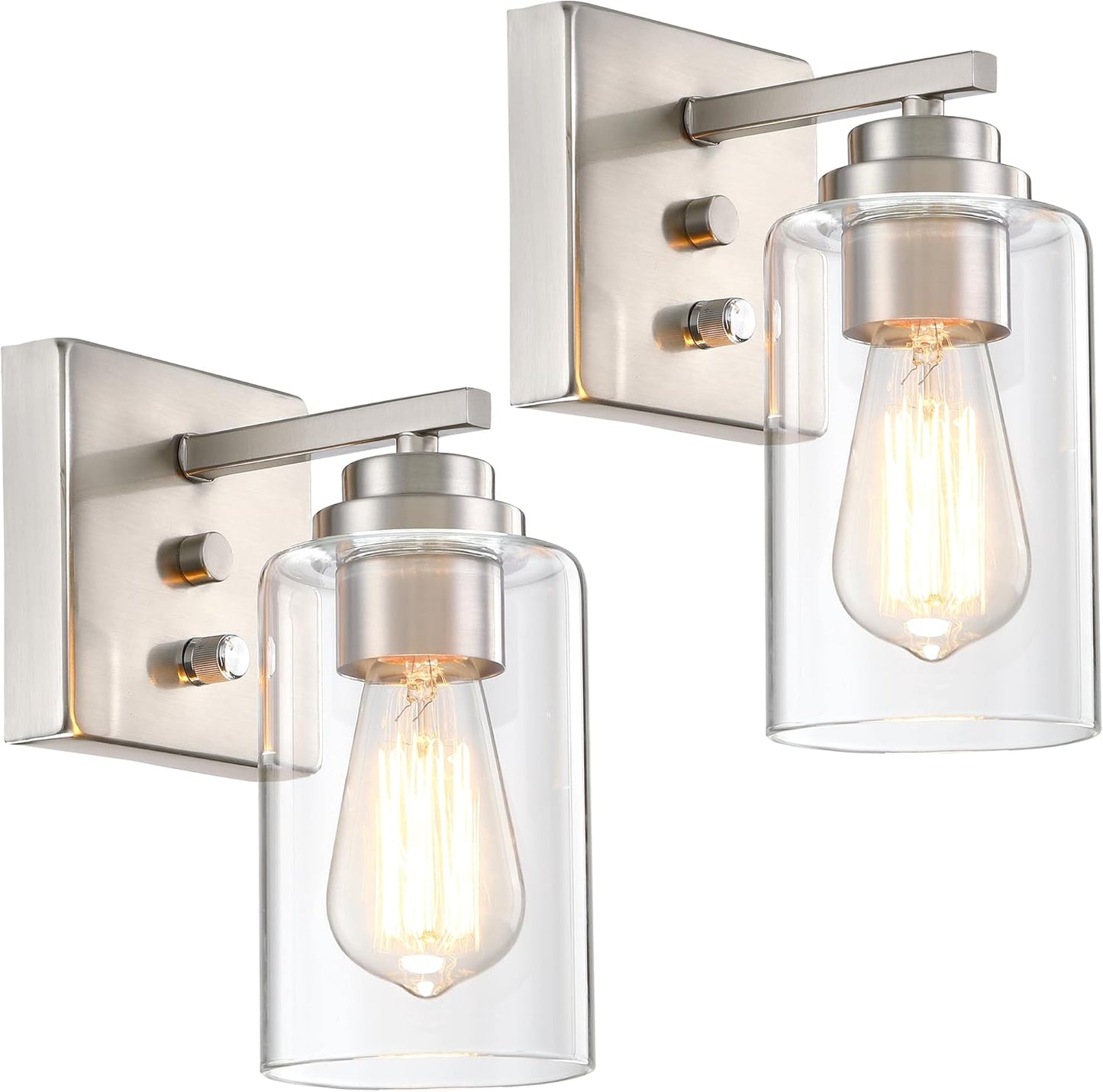 Modern Wall Sconces Set of 2 with Clear Glass Shade Design