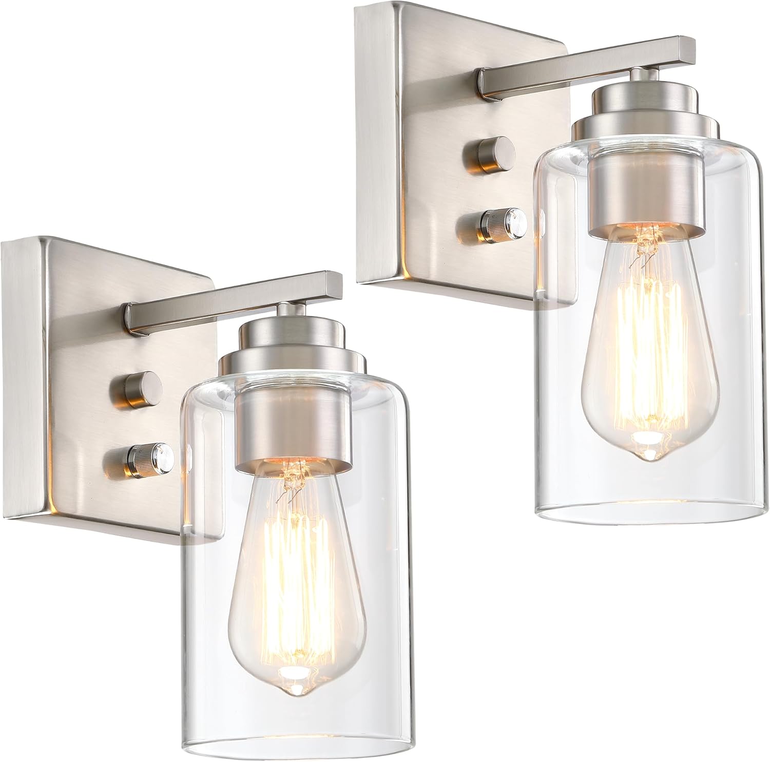 Modern Wall Sconces Set of 2 with Clear Glass Shade Design