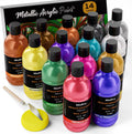 Nicpro Metallic Acrylic Paint Set 14 Colors (500 ml) - Large Bottles