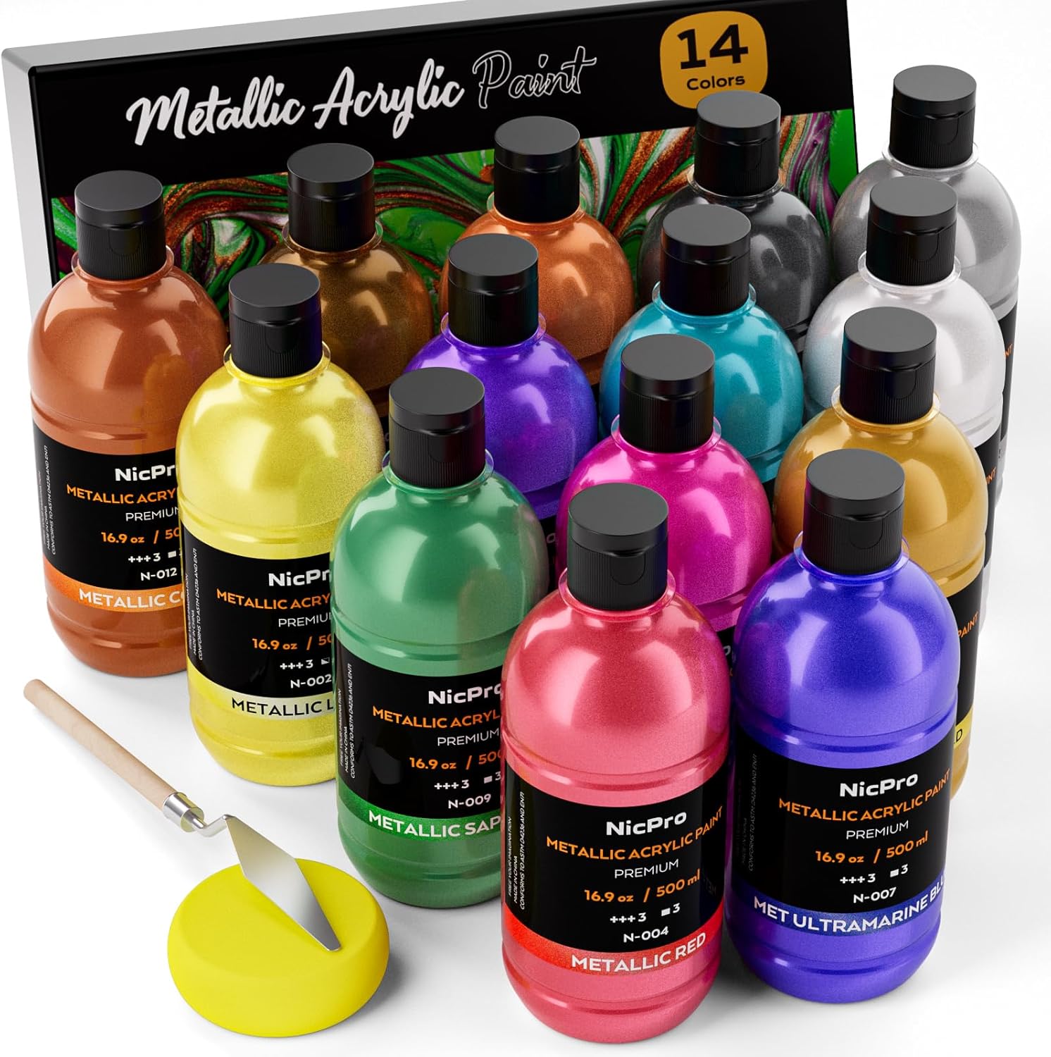 Nicpro Metallic Acrylic Paint Set for Vibrant Art Projects