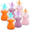 Silicone Reusable Baby Food Pouches with Straws - Leakproof 6 Pack