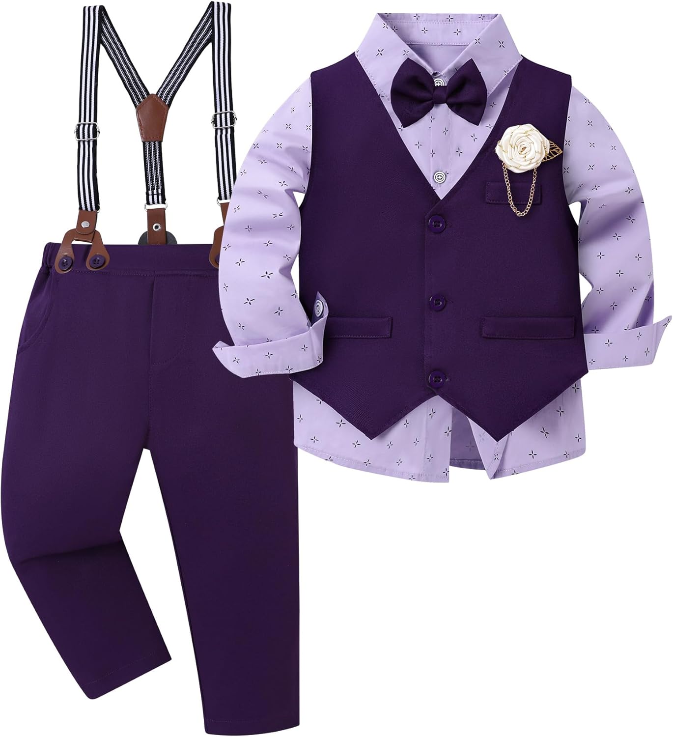 Toddler Boy Clothes Suit Set with Bowtie and Vest for Events