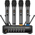 Wireless Microphone System Karaoke 4 Channel UHF Cordless Handheld Mic