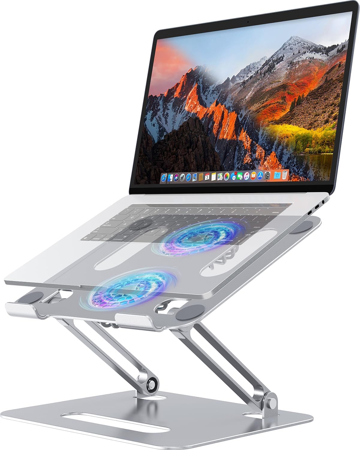 Adjustable Laptop Cooling Stand with RGB Lighting & Fans